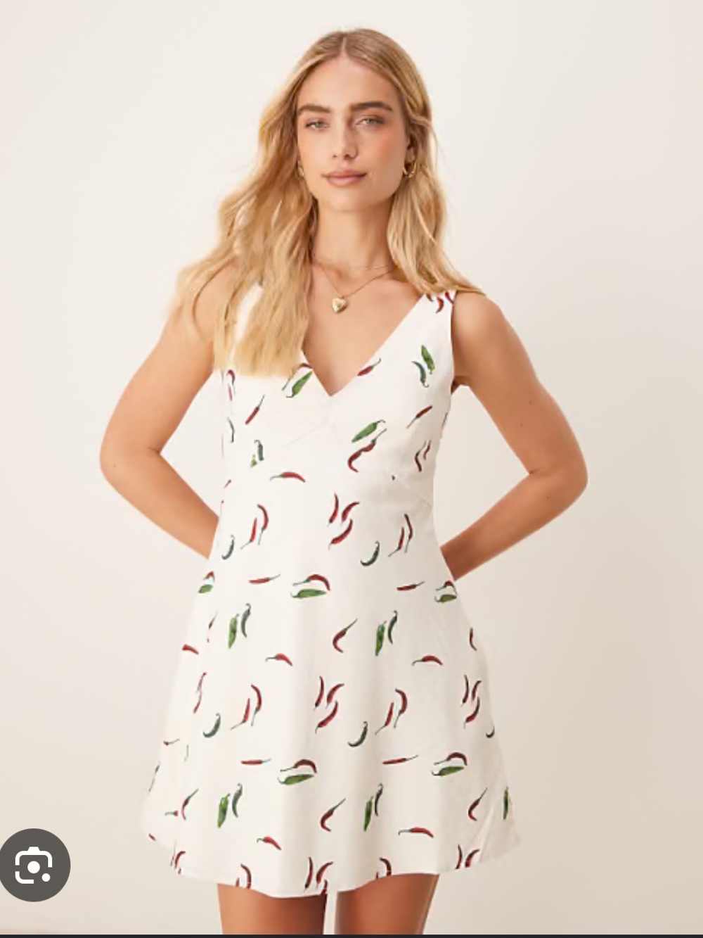 Abercrombie & Fitch Cream Cotton / Linen mini dress with Pepper print